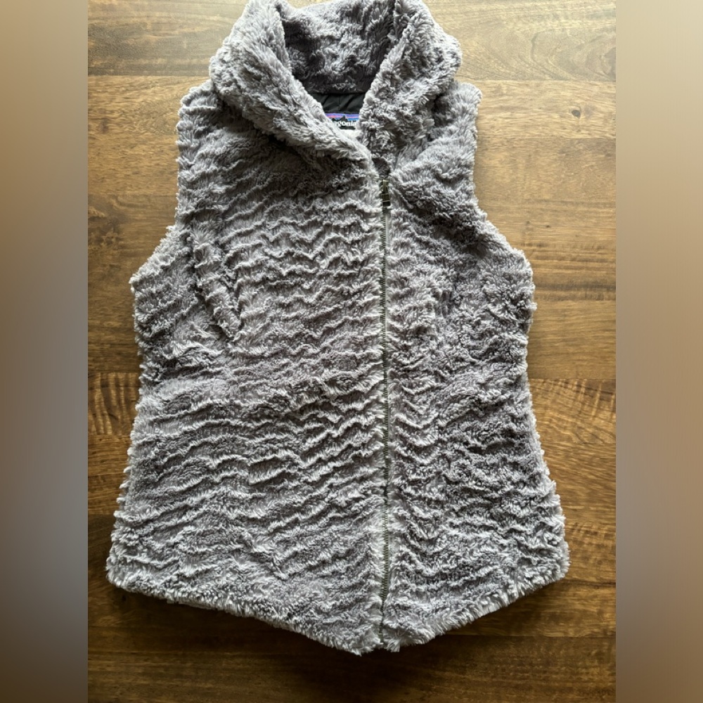 Patagonia asymmetrical faux fur vest